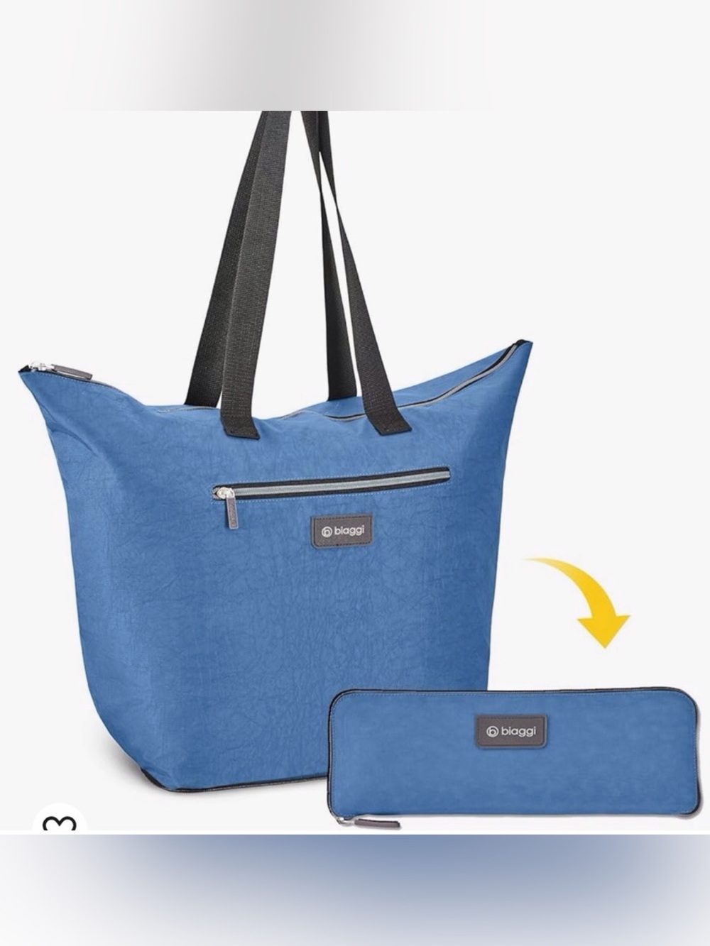 Biaggi Zipsak Micro-Fold Travel Shopper Packable Tote Blue